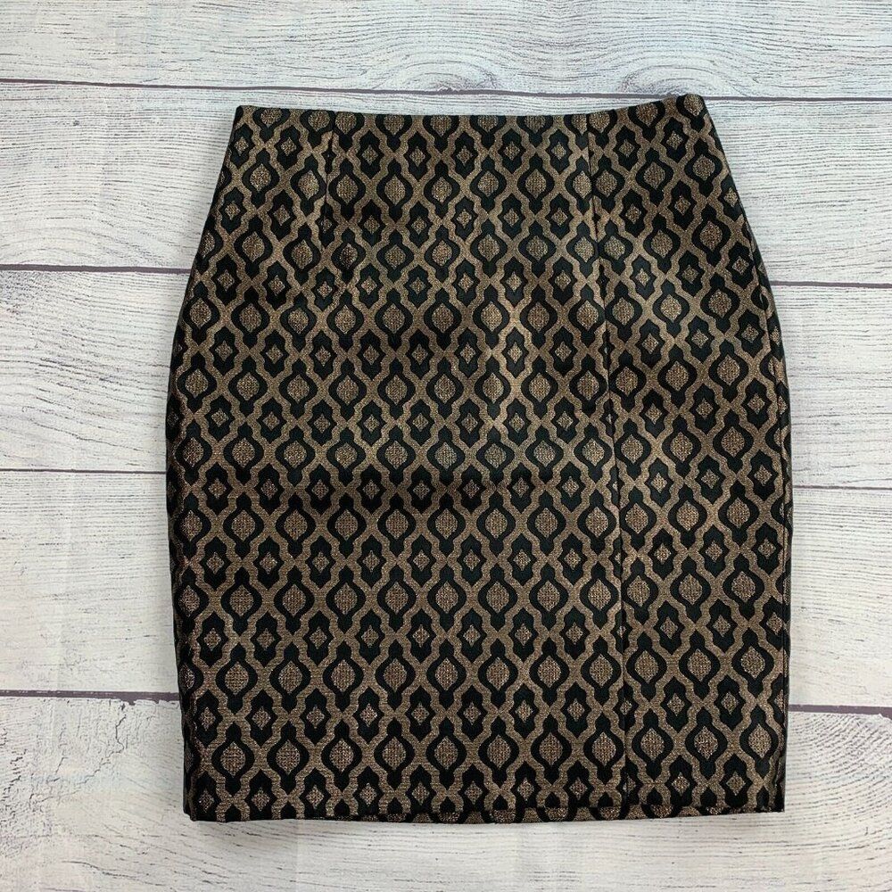 The Limited skirt sz 4 Bronze Black Pencil Shiny Sparkle Length 21" Above Knee